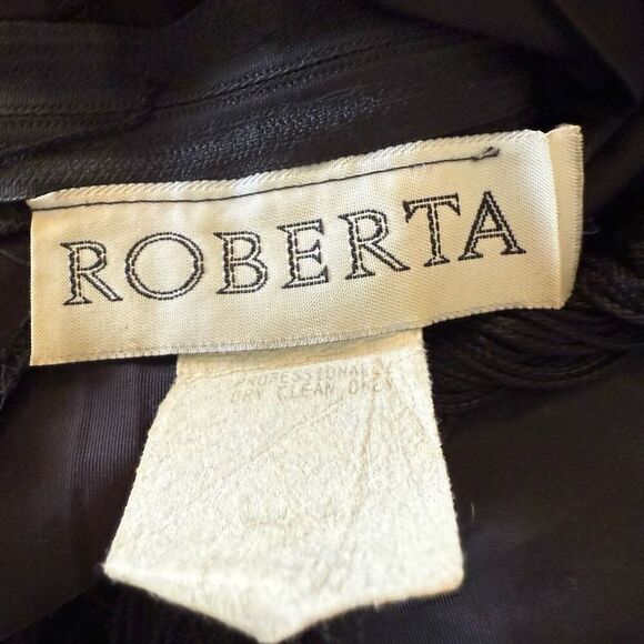 Vintage Roberta Black Fringed Sleeveless Flapper Dress Sz 6 - Picture 10 of 11